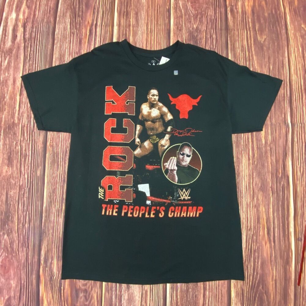 Ripple Junction The Rock WWE WWF The People's Champ T-Shirt Men's L Black NWT